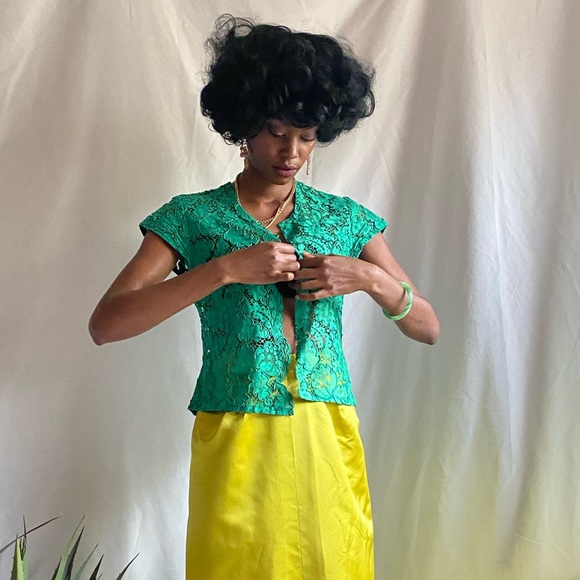 Vintage green lace blouse - Picture 4 of 4